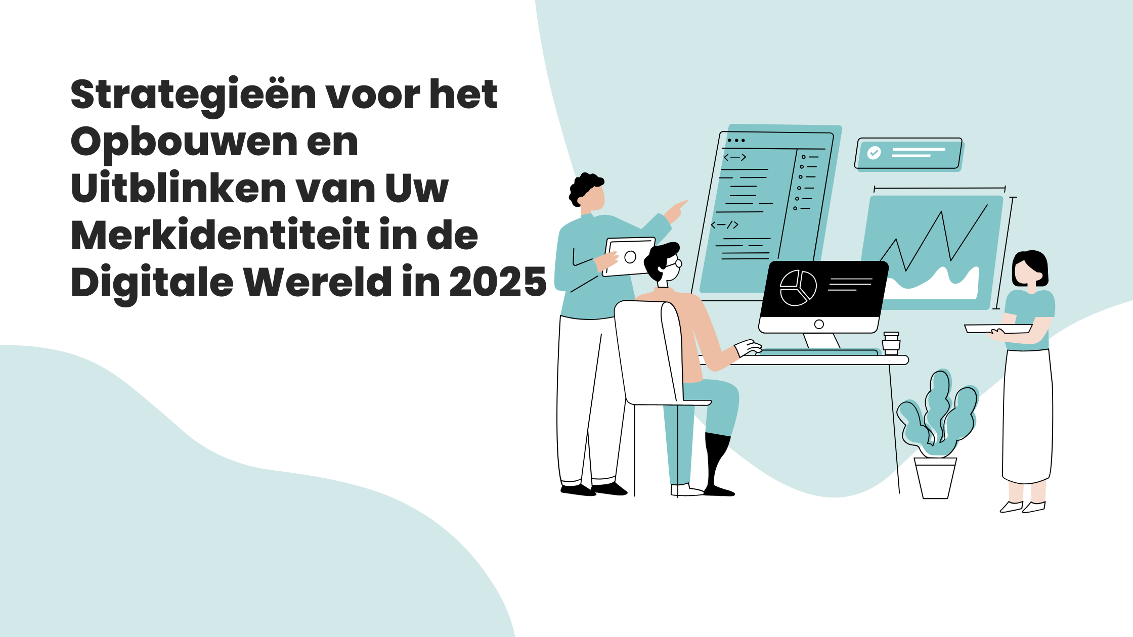 Een moderne werkruimte waar een team werkt aan het opbouwen van merkidentiteit voor de digitale wereld.